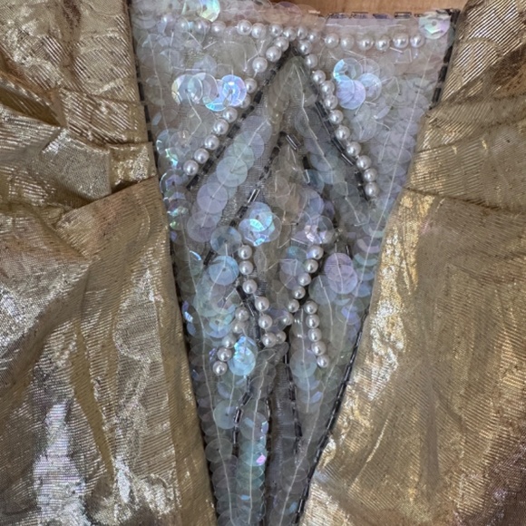 Fabulous Strapless Vintage 1980s L.A. GLO Krinkly dress with sequins - Picture 3 of 4